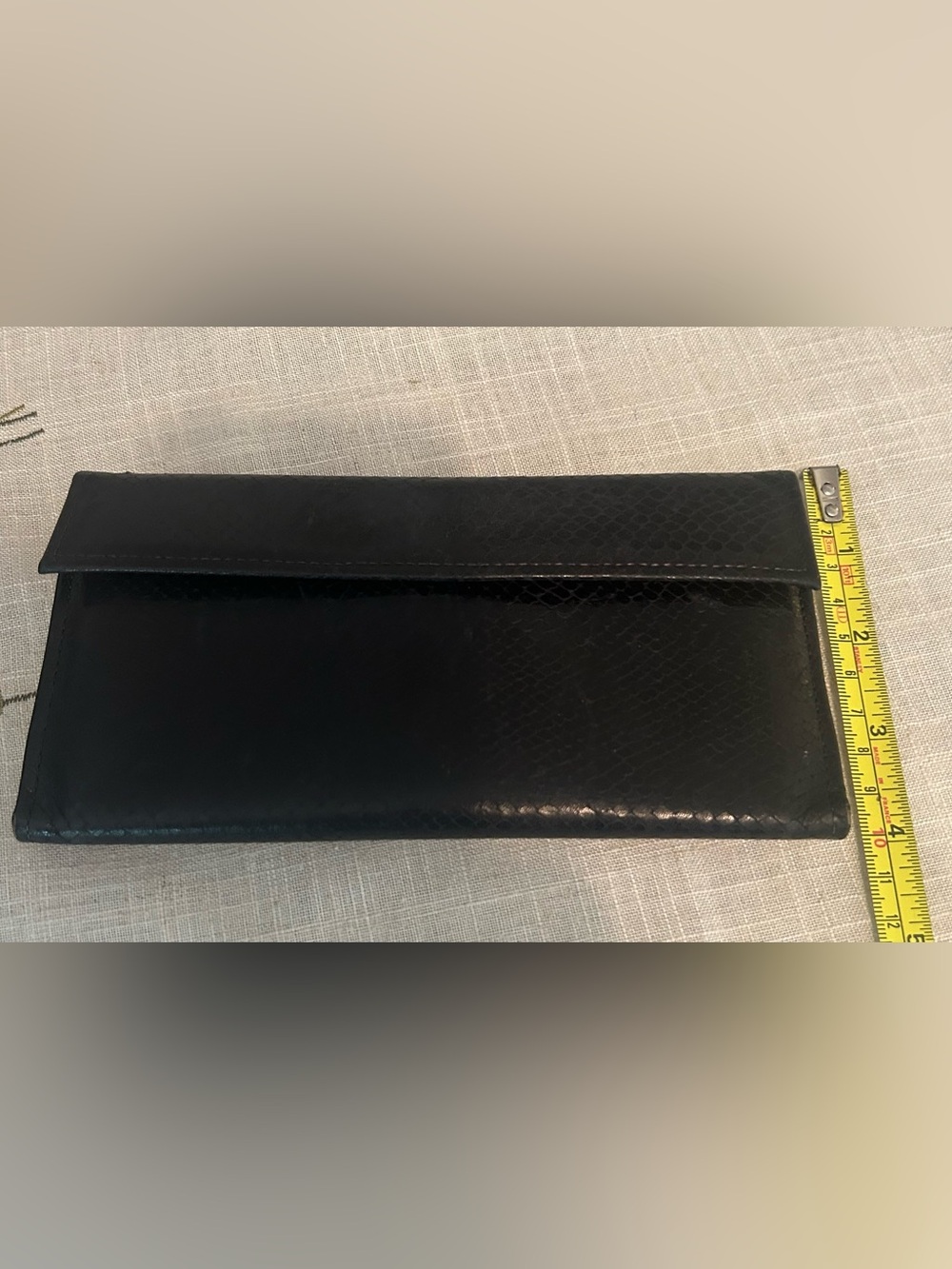 Vintage ROLFS Black Leather Snake Embossed Checkbook Wallet